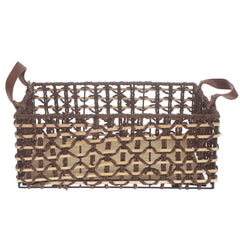 Storage Basket – Medium Brown Woven Organizer with Handles (10 x 14 x 6 Inch)