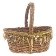 Storage Basket – Medium Brown Handwoven Decorative Basket with Handle (6 x 9 x 9 Inch) - Habitt