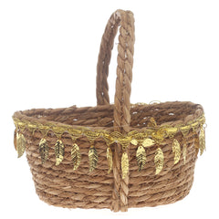 Storage Basket – Medium Brown Handwoven Decorative Basket with Handle (6 x 9 x 9 Inch)
