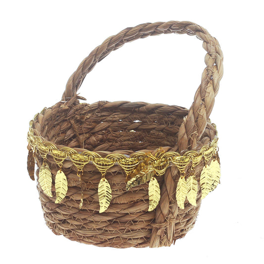 Storage Basket – Small Brown Handwoven Decorative Basket with Handle (6.5 x 6.5 x 8 Inch)  Description