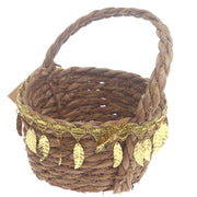 Storage Basket – Small Brown Handwoven Decorative Basket with Handle (6.5 x 6.5 x 8 Inch)  Description - Habitt