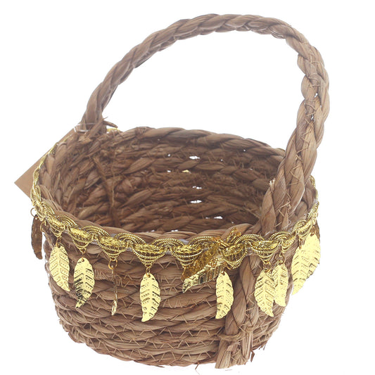 Storage Basket – Small Brown Handwoven Decorative Basket with Handle (6.5 x 6.5 x 8 Inch)  Description