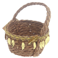 Storage Basket – Small Brown Handwoven Decorative Basket with Handle (6.5 x 6.5 x 8 Inch)  Description