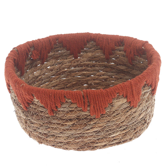 Storage Basket – Small Rust Handwoven Natural Fiber Basket (10 x 4.5 Inch)