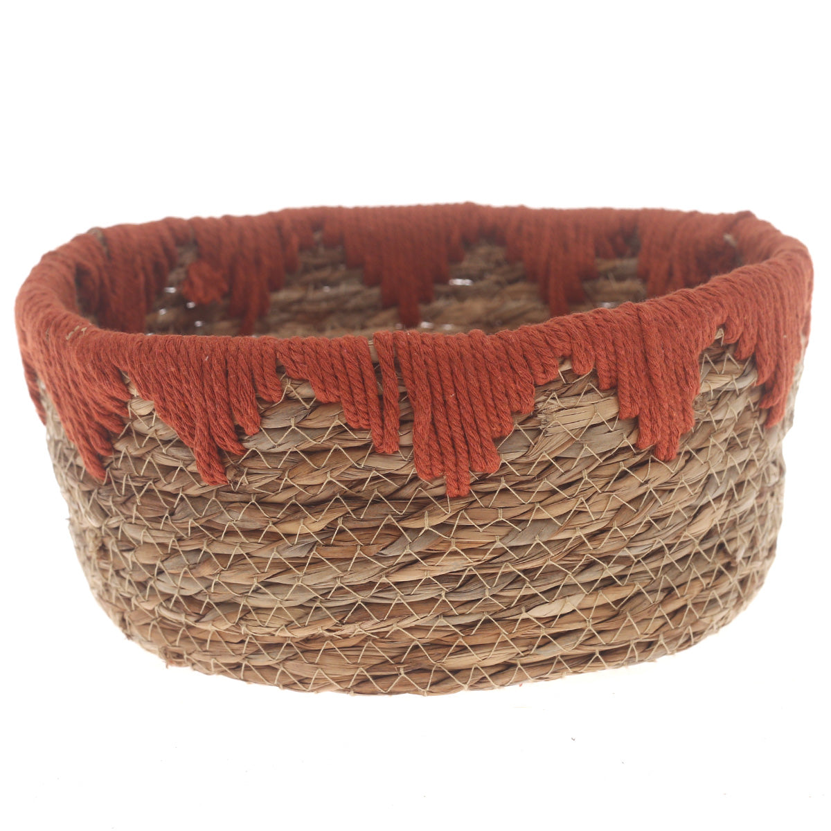 Storage Basket – Small Rust Handwoven Natural Fiber Basket (10 x 4.5 Inch)