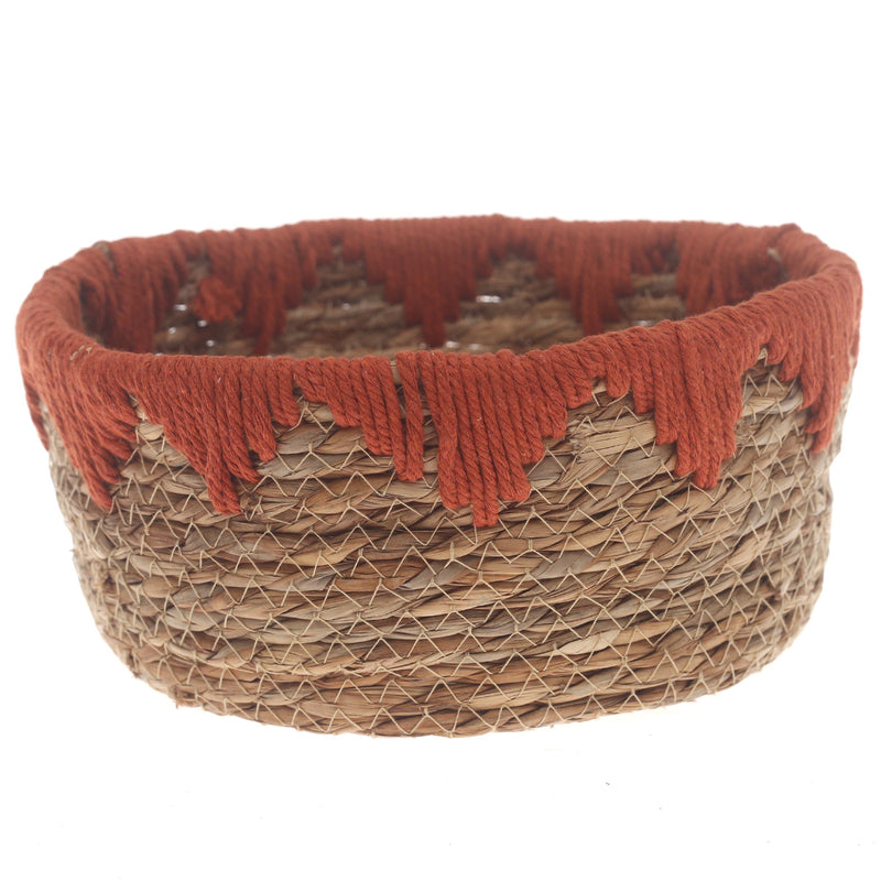Storage Basket – Small Rust Handwoven Natural Fiber Basket (10 x 4.5 Inch) - Habitt
