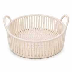 Round White Decorative Storage Basket – Medium & Large