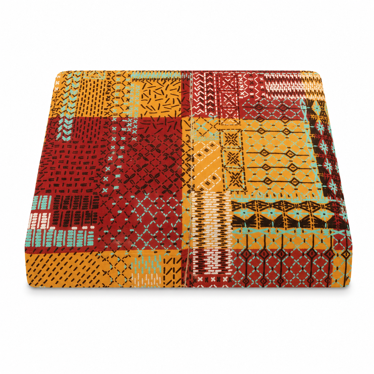 Patchwork Drama Bed Cover 94x102" – Multicolour Boho Geometric Bedspread