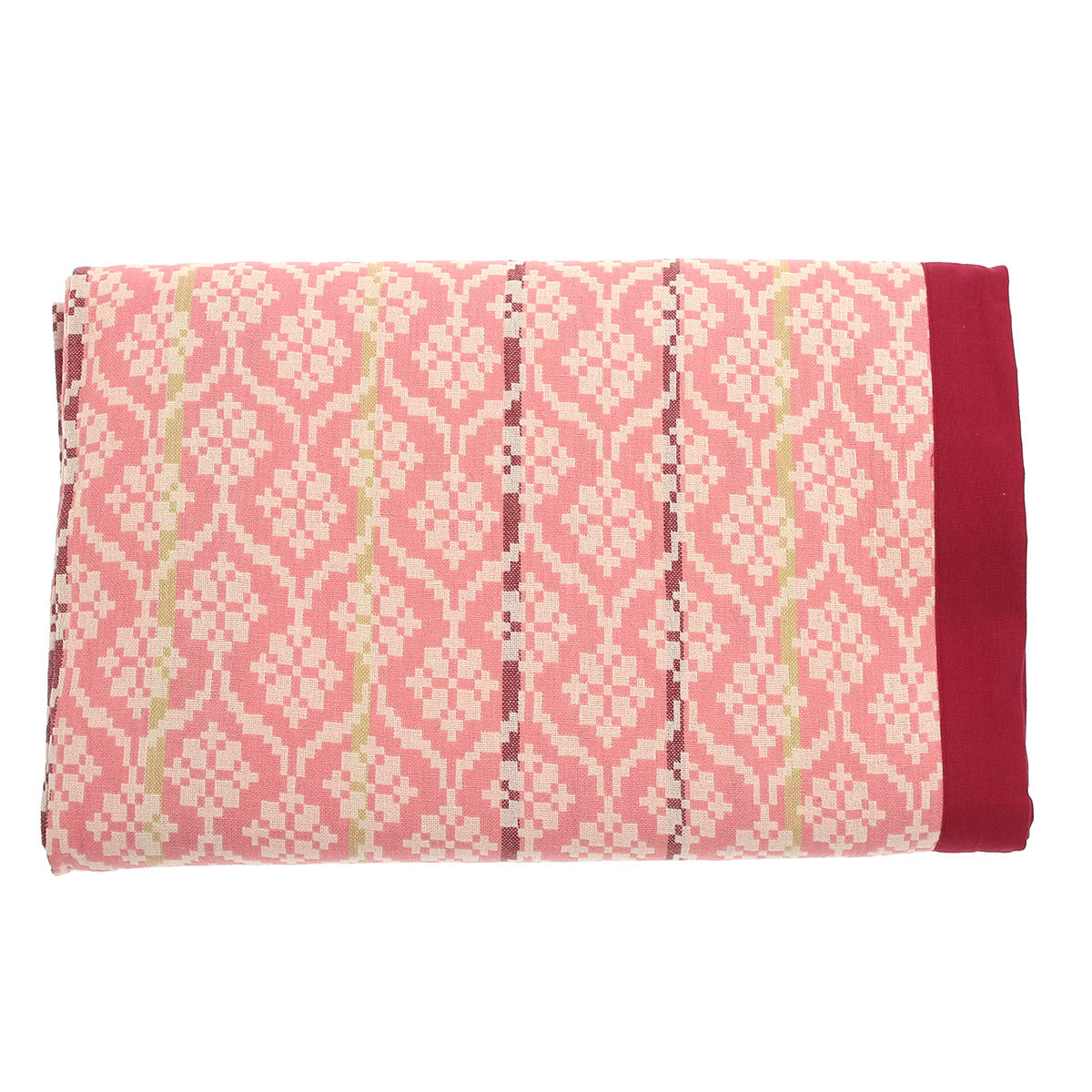 Gul Motif Bed Cover – 94x102 Inches | Traditional Pattern in Soft Pink & Maroon