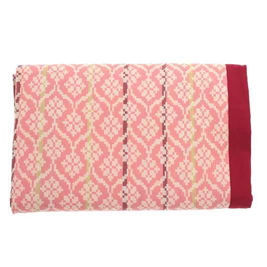 Gul Motif Bed Cover – 94x102 Inches | Traditional Pattern in Soft Pink & Maroon