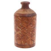 Handcrafted Cylindrical Jar – Wooden Shape Design - Habitt