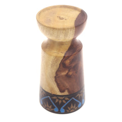 Small Wooden Candle Stand – Blue & Black | Elegant Decorative Holder