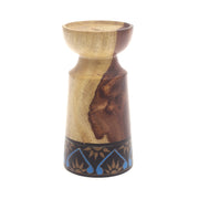 Small Wooden Candle Stand – Blue & Black | Elegant Decorative Holder - Habitt