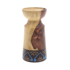Small Wooden Candle Stand – Blue & Black | Elegant Decorative Holder