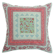 Noor Jaal Cotton Cushion Cover – 18x18 Inch Square Vintage Block Print Throw Pillow - Habitt