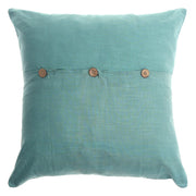 Rang Motif Cushion Cover 20x20 – Teal Cotton Throw Pillow with Embroidered Paisley Pattern - Habitt