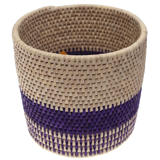 Handwoven Blue & White Dustbin Basket – 10x10 cm (UC-B-08)