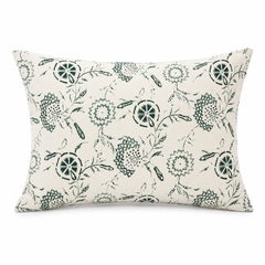 Floral Jaal Cushion Cover 12x18 Inches – Green & Off-White Floral Printed Rectangular Decorative Cushion Cover for Sofa & Bedroom