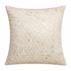 Beige Brown & Gold Neutral Textures Screen Print Mother of Pearl Cushion 20 x 20 – Decorative Square Accent Cushion for Sofa, Bedroom & Living Room