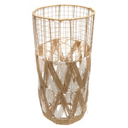 Large White & Natural Metal Wire Vase with Woven Detailing (27 Inch Height) - Habitt