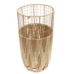 Handwoven Floor Vase – Medium White Natural Rope Design