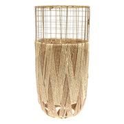 Handwoven Floor Vase – Medium White Natural Rope Design - Habitt