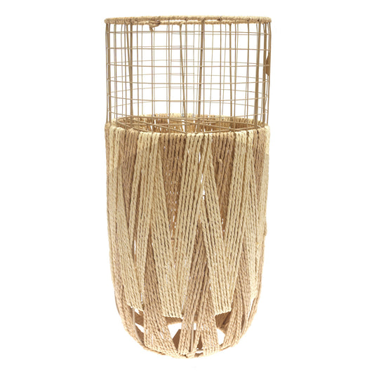 Handwoven Floor Vase – Medium White Natural Rope Design
