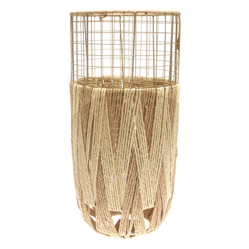 Handwoven Floor Vase – Medium White Natural Rope Design - Habitt