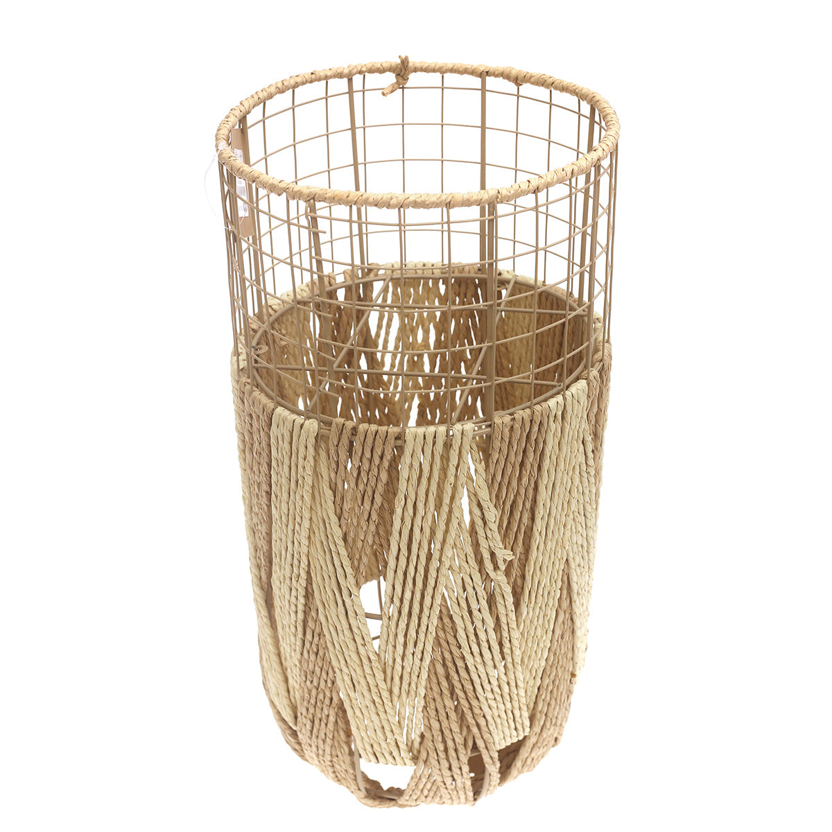 Handwoven Floor Vase – Small White Natural Rope Design