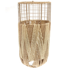 Handwoven Floor Vase – Small White Natural Rope Design