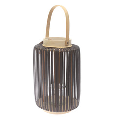 Large Black Hanging Lantern 13 Inch Height – Modern Bamboo & Metal Decorative Lantern