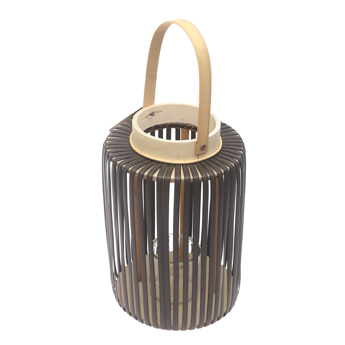 Large Black Hanging Lantern 13 Inch Height – Modern Bamboo & Metal Decorative Lantern