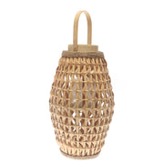 Natural Hanging Lantern 19 Inch | Handwoven Bamboo & Glass Decorative Lantern - Habitt
