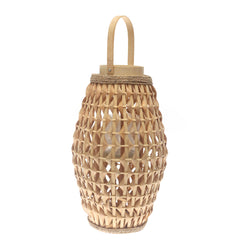 Natural Hanging Lantern 19 Inch | Handwoven Bamboo & Glass Decorative Lantern