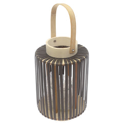 Black Hanging Lantern Medium 11 Inch | Bamboo & Glass Decorative Candle Lantern