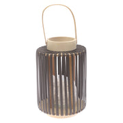 Black Hanging Lantern Medium 11 Inch | Bamboo & Glass Decorative Candle Lantern - Habitt