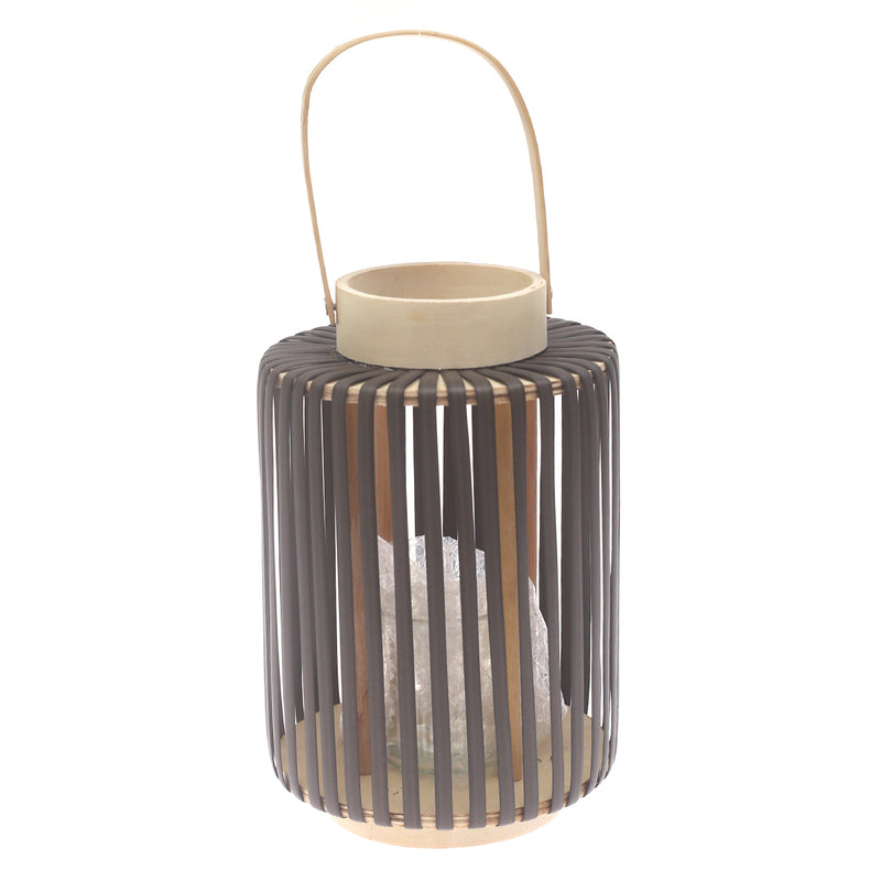 Black Hanging Lantern Medium 11 Inch | Bamboo & Glass Decorative Candle Lantern - Habitt