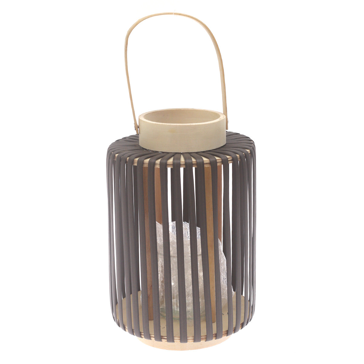 Black Hanging Lantern Medium 11 Inch | Bamboo & Glass Decorative Candle Lantern