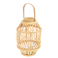 Handcrafted Hanging Lantern – Medium Natural Bamboo Design