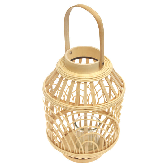 Handcrafted Hanging Lantern – Medium Natural Bamboo Design