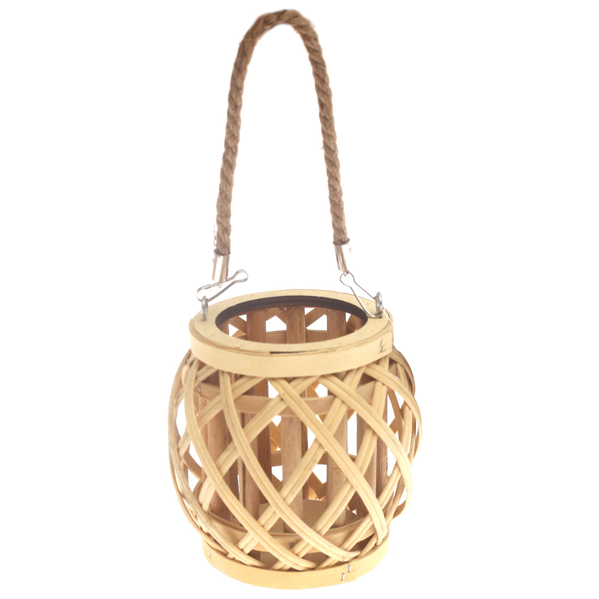 Handcrafted Hanging Lantern – Natural Bamboo & Rope Design