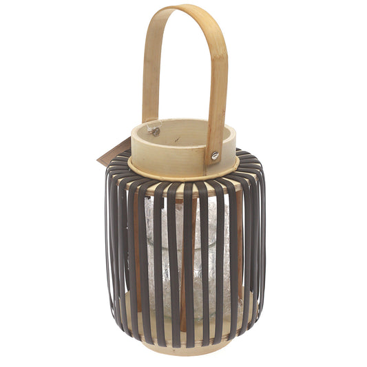 Black Hanging Lantern Small 9 Inch | Bamboo & Glass Decorative Candle Lantern