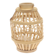 Natural Hanging Lantern Small 12 Inch | Handwoven Bamboo & Glass Decorative Lantern - Habitt