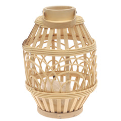 Natural Hanging Lantern Small 12 Inch | Handwoven Bamboo & Glass Decorative Lantern