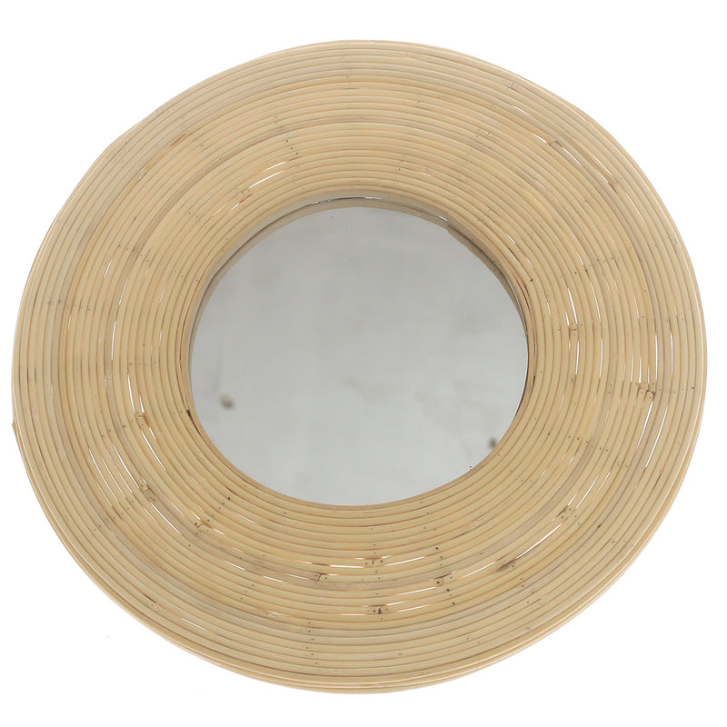 Handwoven Natural Mirror – Round Bamboo Frame Wall Mirror - Habitt