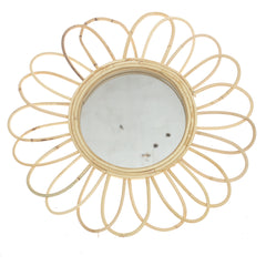 Handwoven Natural Mirror – Sunburst Bamboo Frame Wall Mirror