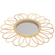 Handwoven Natural Mirror – Sunburst Bamboo Frame Wall Mirror - Habitt