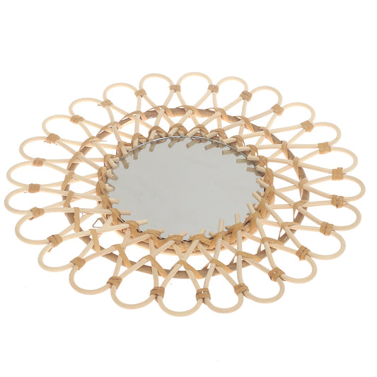 Handwoven Natural Mirror – Decorative Bamboo Loop Frame Wall Mirror