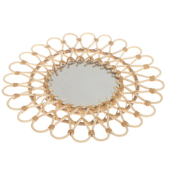 Handwoven Natural Mirror – Decorative Bamboo Loop Frame Wall Mirror