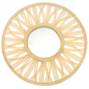 Natural Round Mirror 17.5 x 17.5 Inch Handwoven Bamboo Sunburst Frame - Habitt
